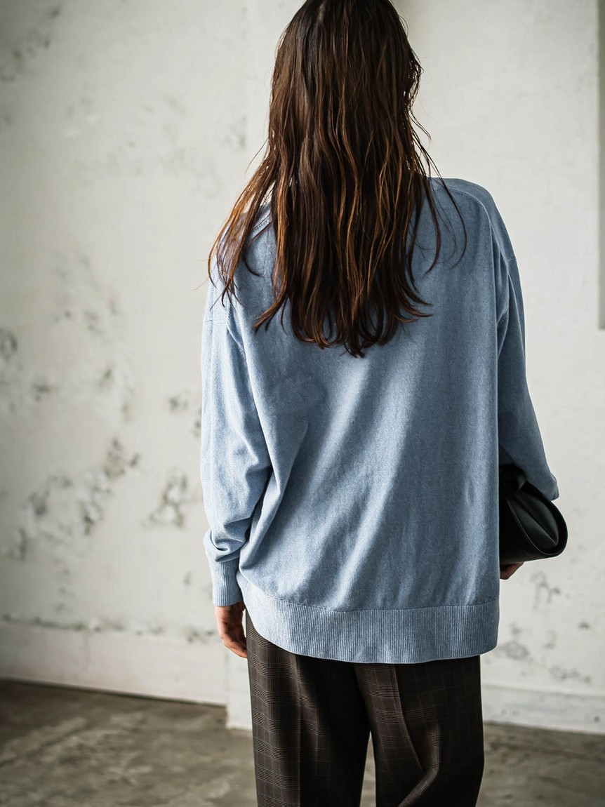 MAYSON GREY / メイソングレイ ベロアモールVネックニットプルオーバー≪手洗い可能≫ セール】 ベロアモールVネックニットプルオーバー≪手洗い可能
