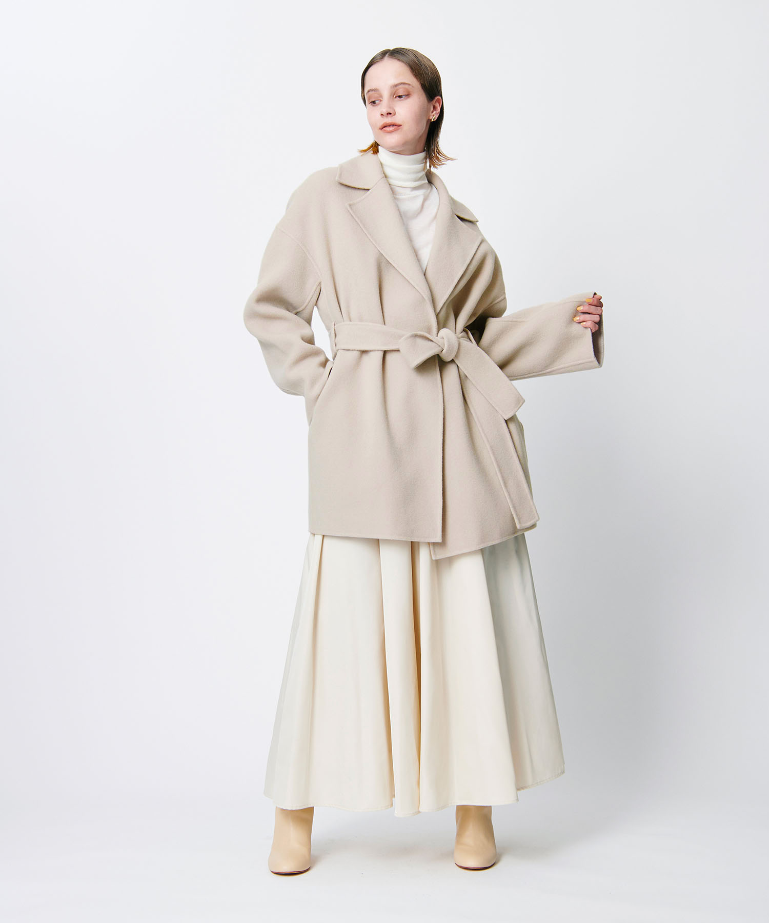 セール 50%OFF】ベルテッドミドル丈リバーコート(505710666 セール 50%OFF】ベルテッドミドル丈リバーコート(505710666