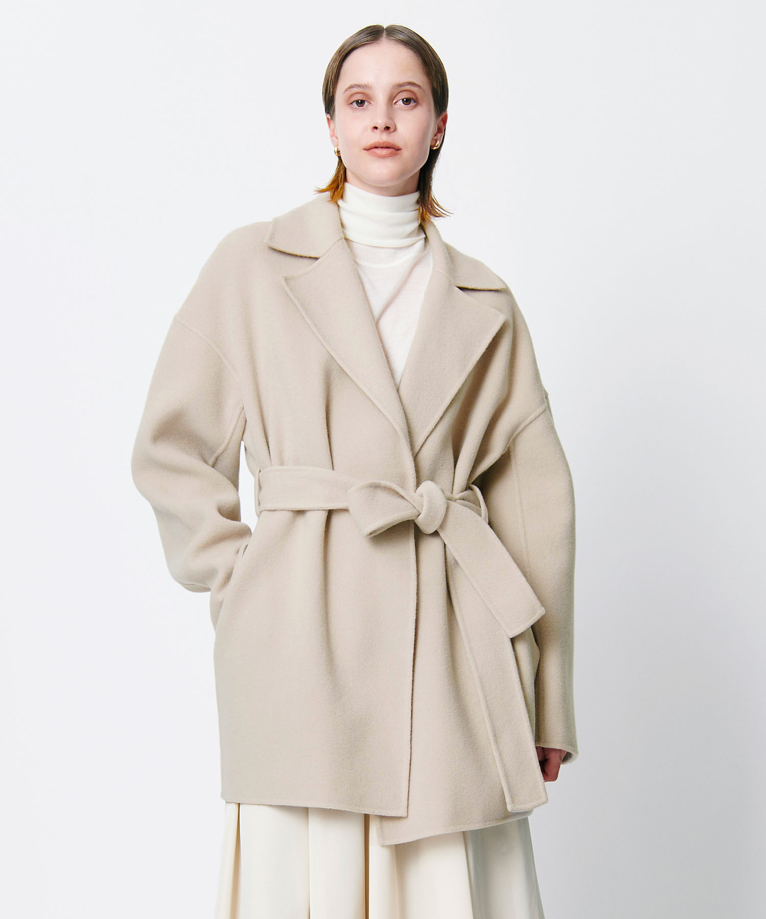 セール 50%OFF】ベルテッドミドル丈リバーコート(505710666 セール 50%OFF】ベルテッドミドル丈リバーコート(505710666