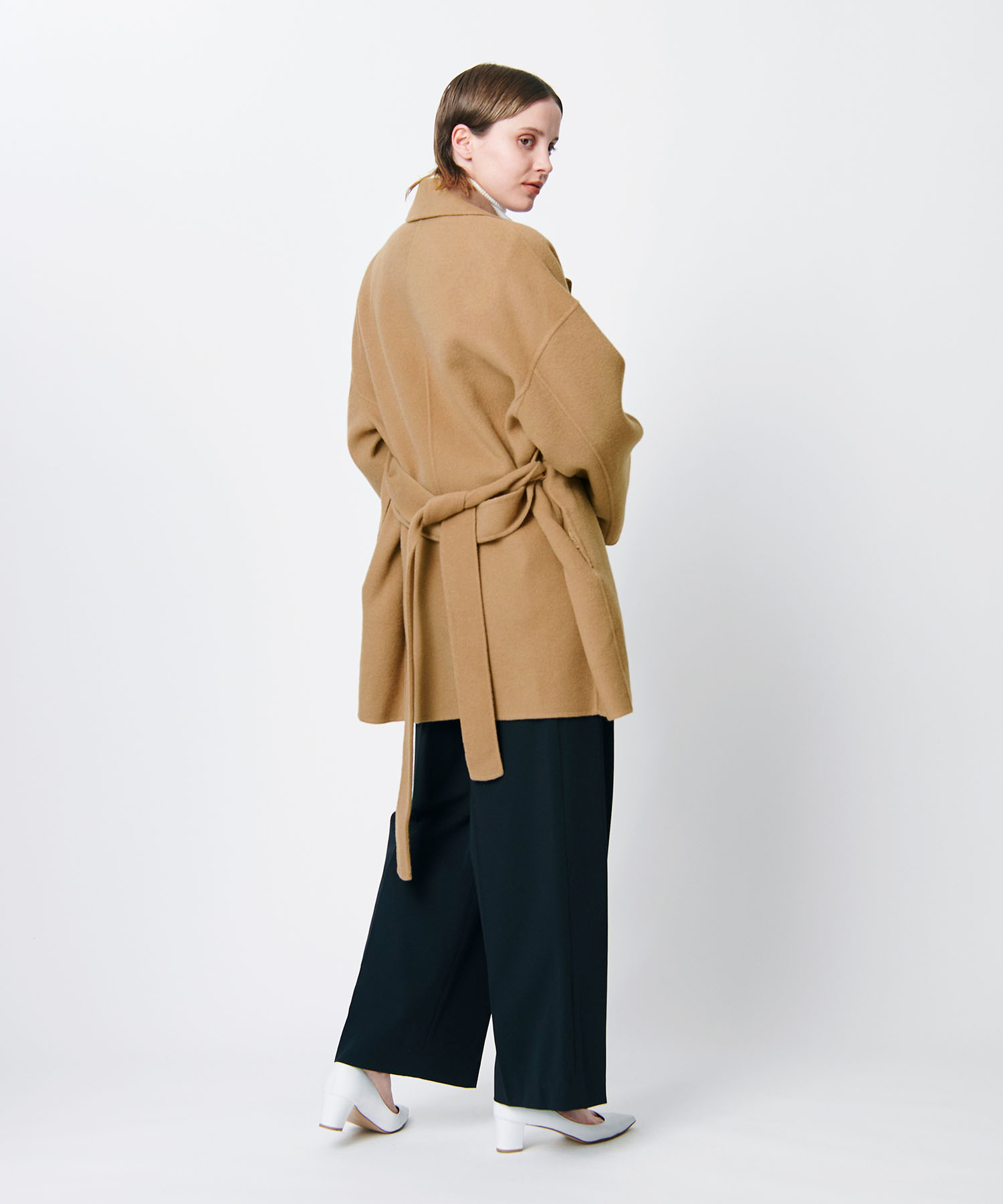 セール 50%OFF】ベルテッドミドル丈リバーコート(505710666 セール 50%OFF】ベルテッドミドル丈リバーコート(505710666