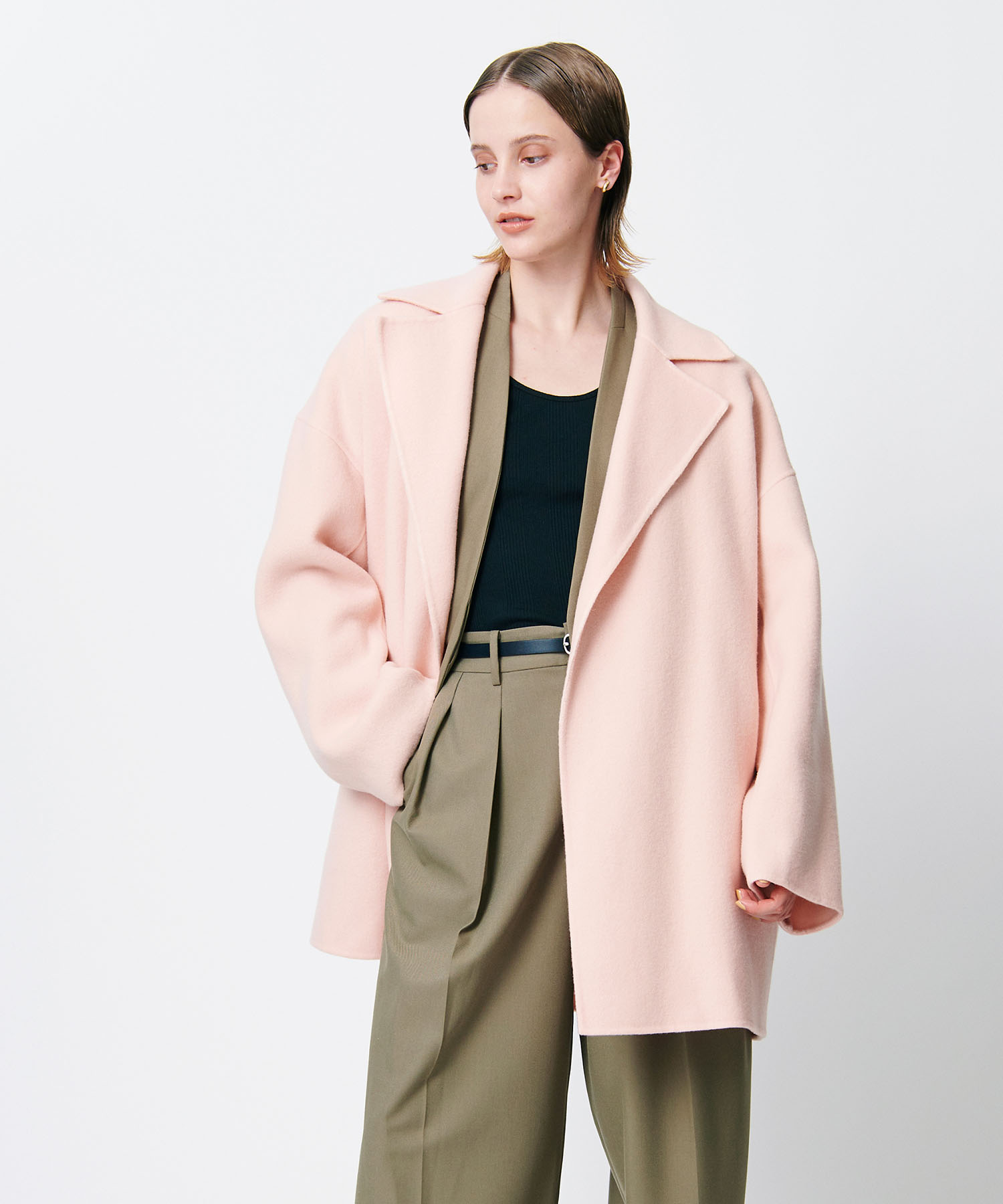 セール 50%OFF】ベルテッドミドル丈リバーコート(505710666 セール 50%OFF】ベルテッドミドル丈リバーコート(505710666