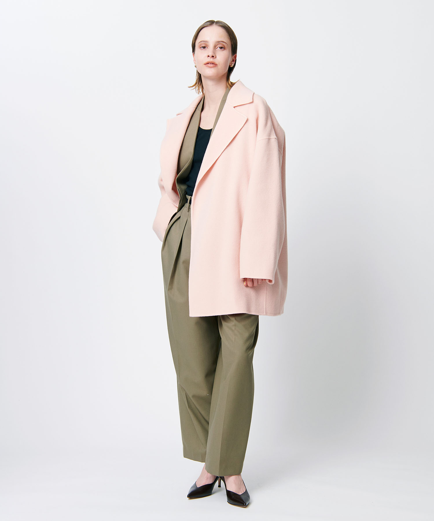 セール 50%OFF】ベルテッドミドル丈リバーコート(505710666 セール 50%OFF】ベルテッドミドル丈リバーコート(505710666