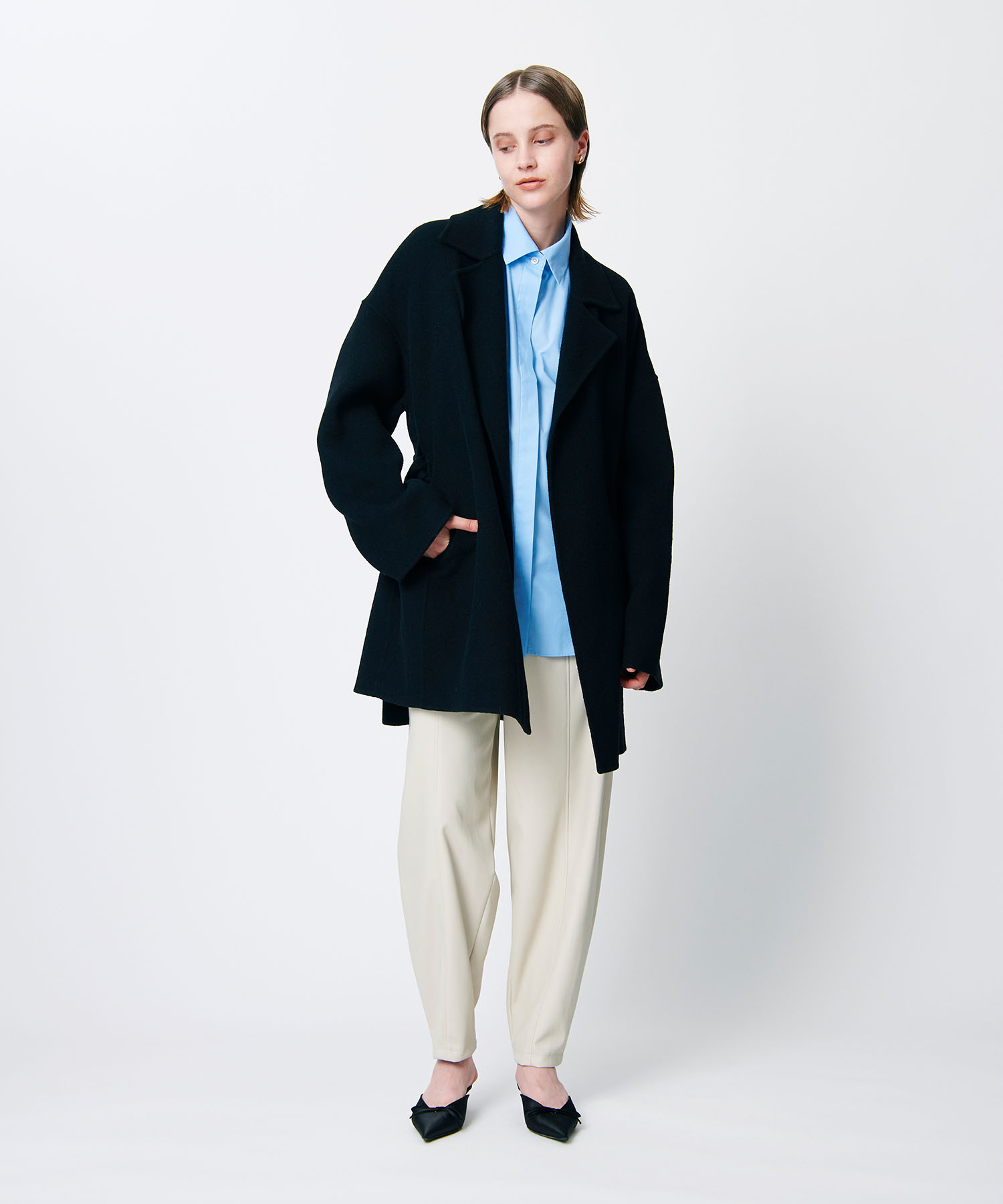 セール 50%OFF】ベルテッドミドル丈リバーコート(505710666 セール 50%OFF】ベルテッドミドル丈リバーコート(505710666