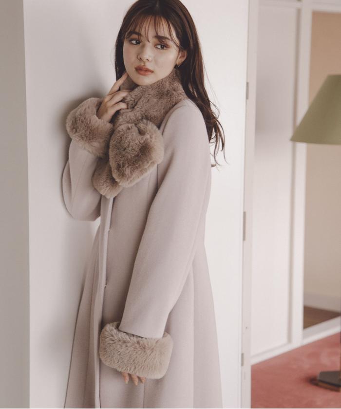 セール 30%OFF】フェイクファー取外しコート/23AW(505451819 セール 30%OFF】フェイクファー取外しコート/23AW(505451819