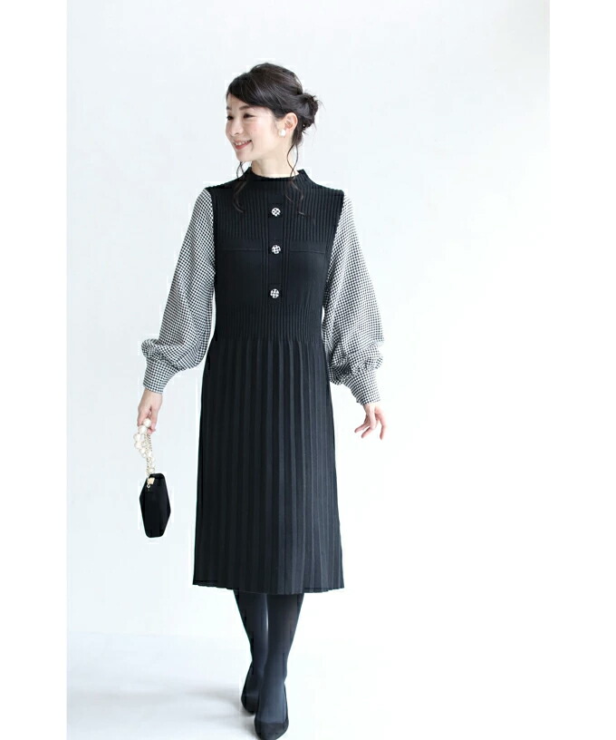 d.i.a. ワンピース 千鳥格子 DAY CLOSET ワンピース レディース 千鳥格子柄レトロビッグ
