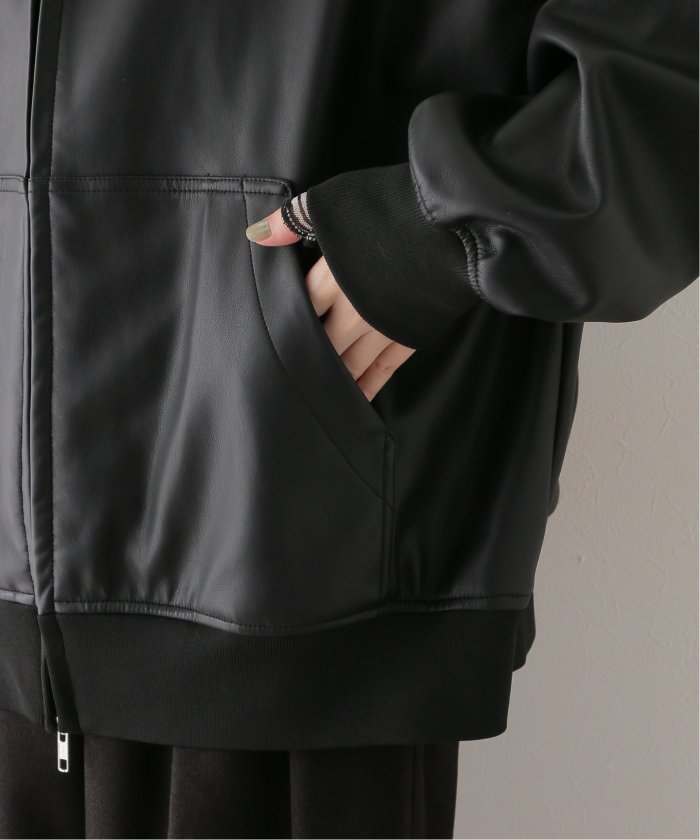 PROVOKE/プロヴォーク】fakeleather hoodie:ブルゾン(505728741