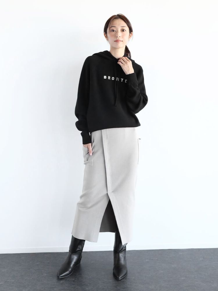 CLOVE ロゴニットフーディ　新品　グレー セール】クローブ CLOVE ロゴニットフーディー(505729220