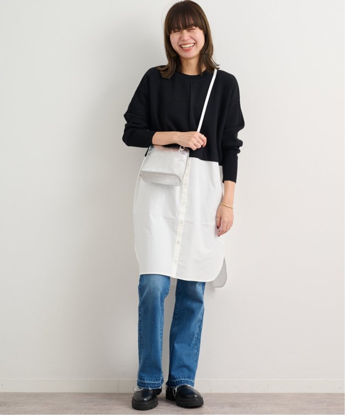 TORRAZZO DONNA/トラッゾドンナ】Knit x Shirt Hybrid Tunic