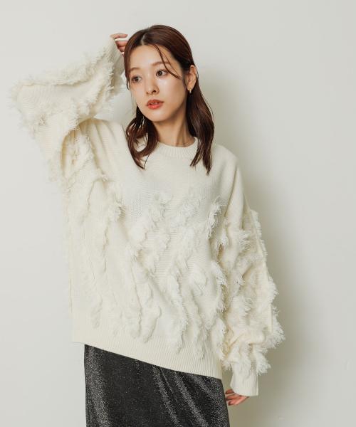 クーポン】【セール 25%OFF】カットフリンジセーター(505732628