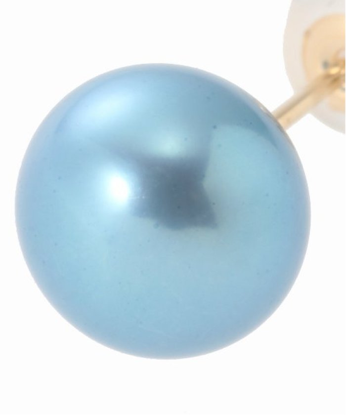 【Lilas】インディゴパール8mm1粒ピンピアス K10（両耳） インディゴパール1粒ピンピアス K10（両耳）（ピアス（両耳用