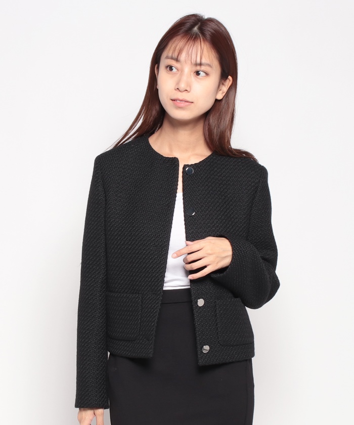 Theory セオリー Holiday Tweed PKT Crop JKT黒