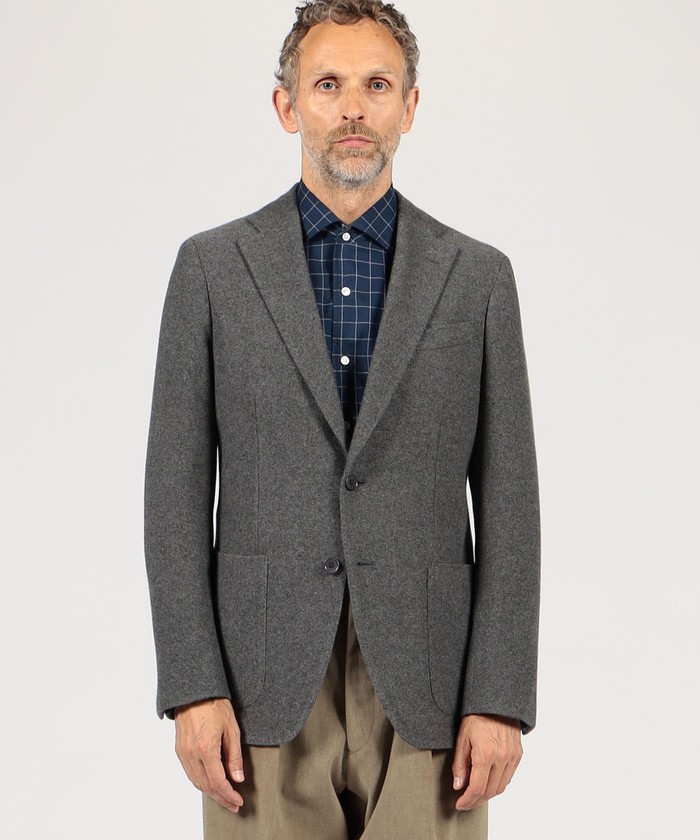 Loro Piana Steel Grey Cashmere, Wool & Stretch Bicolor Micro