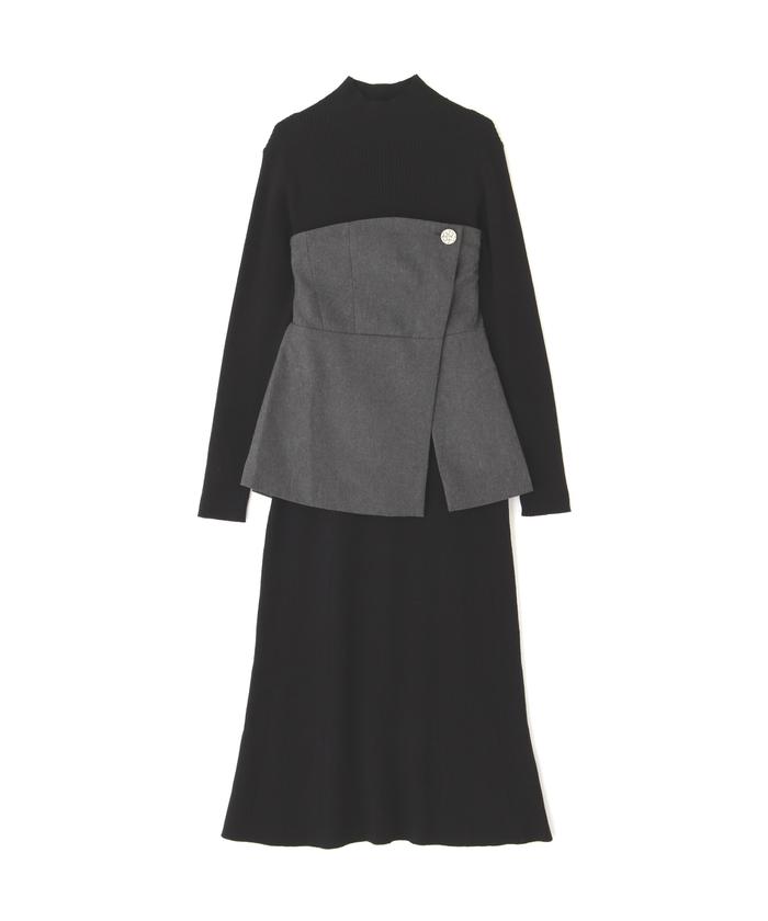 セール 50%OFF】ペプラムビスチェセットニットワンピース セール 50%OFF】ペプラムビスチェセットニットワンピース