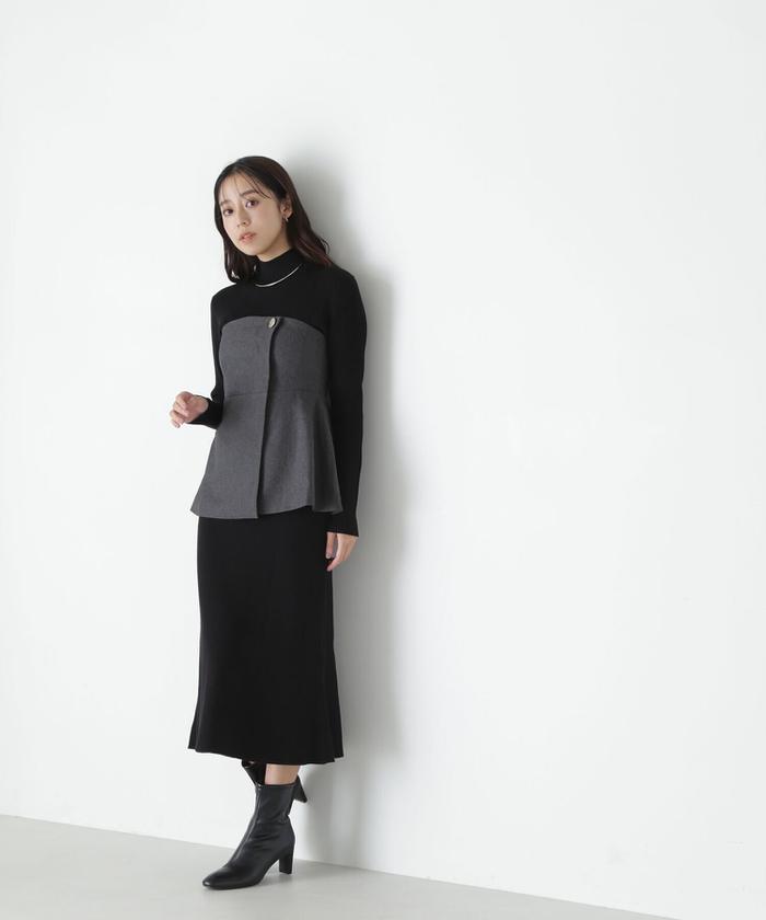 【税込】 セール 50%OFF】ペプラムビスチェセットニットワンピース スカート