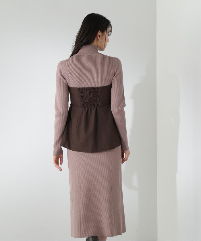 セール 50%OFF】ペプラムビスチェセットニットワンピース セール 50%OFF】ペプラムビスチェセットニットワンピース