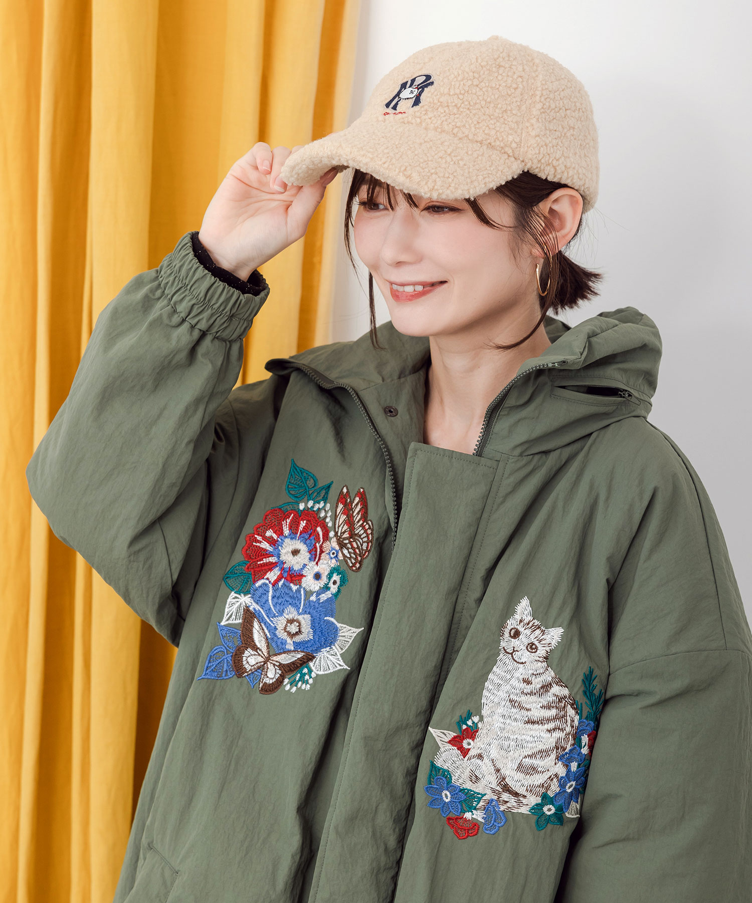セール】スカラー ScoLar パリティのいぬ刺繍 ボアキャップ
