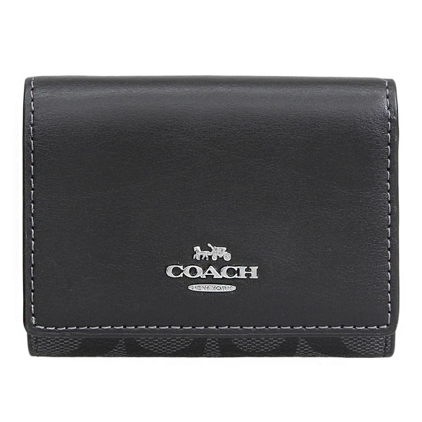 正規コーチCOACH黒グレー長財布三つ折りレザー定番シグニチャー大人気ブラック