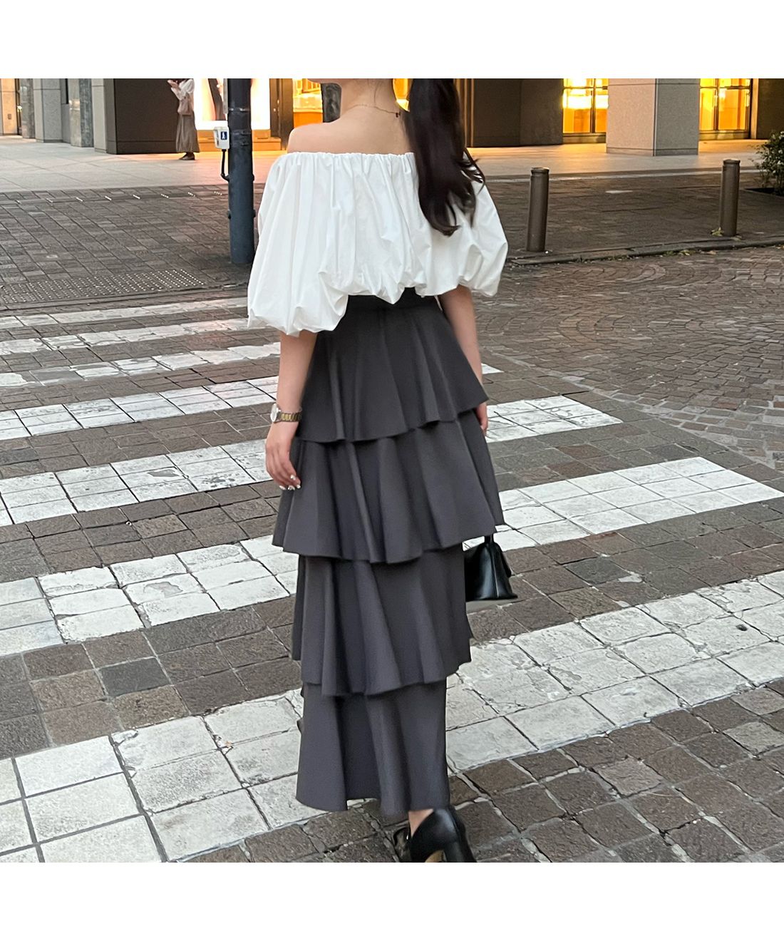 ナオホ ダブルフリルコルセットスカート 2段フリルコルセットスカート》WHITE | HIDOLATRAL THEODOL