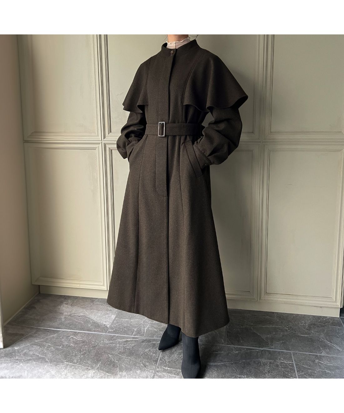 セール 48%OFF】ジュノア JUNOAH 肩フリル比翼ロングコート