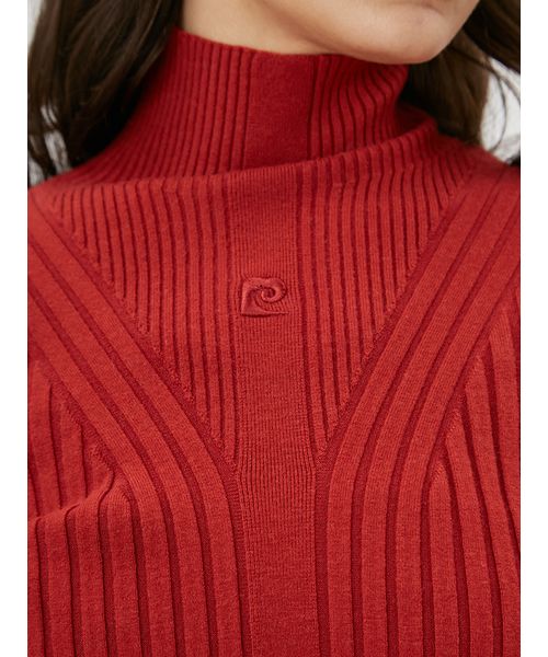 セール 30%OFF】【pierre cardin】ロゴ刺繍リブハイネックニットプル