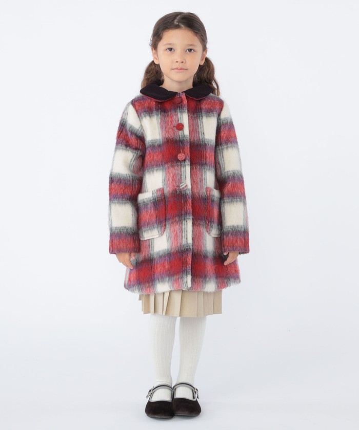 shipsチェックシャギーコート SHIPS KIDS:100～130cm / シャギー チェック コート｜ SHIPS