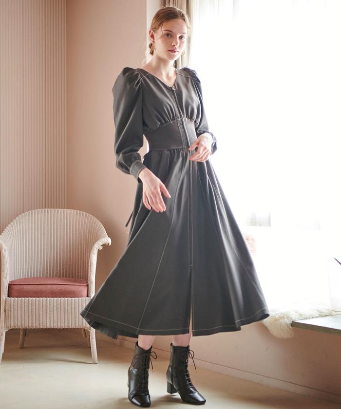 And Couture ウエストリブフロントジップワンピース　完売商品 ウエストリブフロントジップワンピース(505707094) | AND