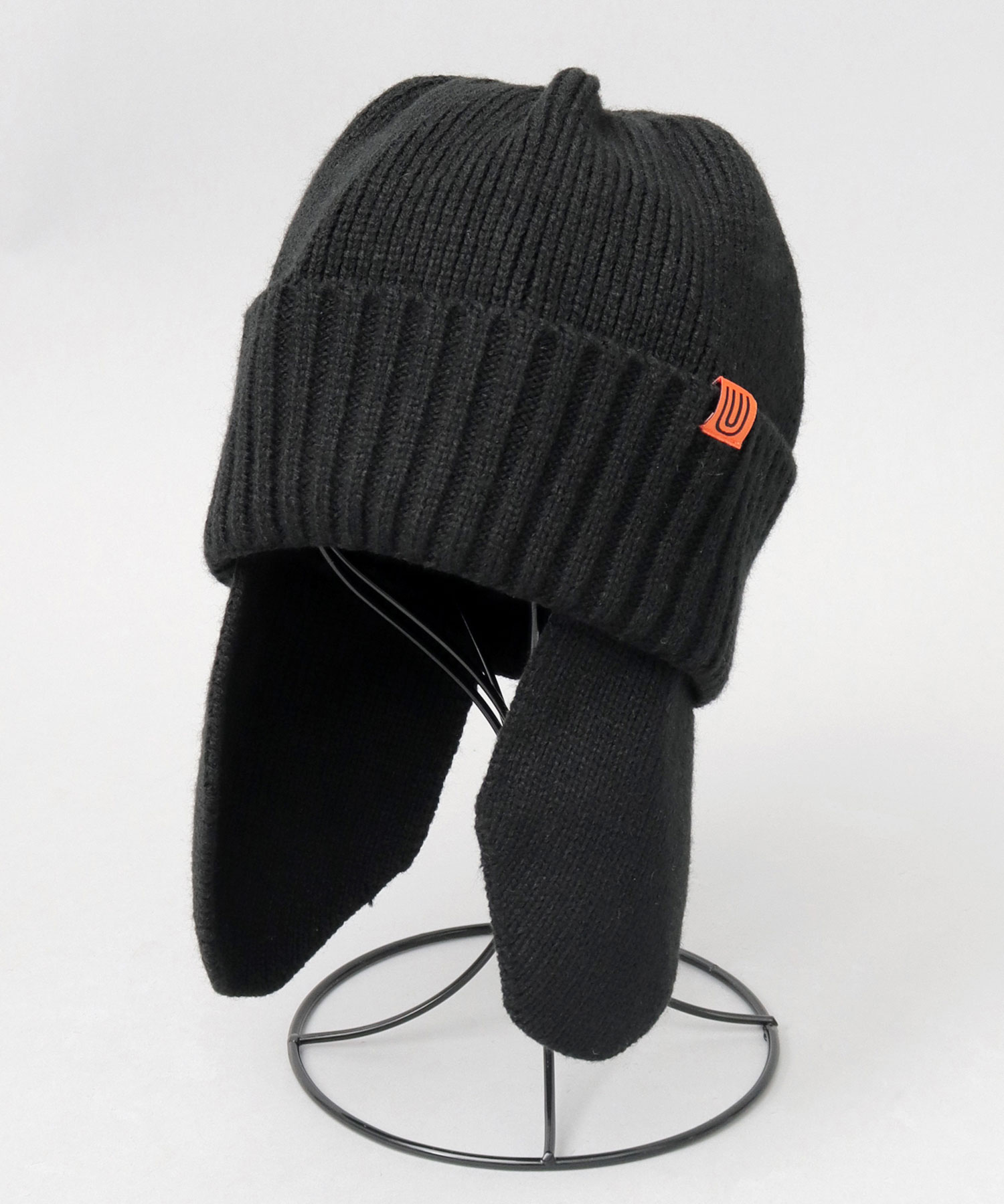 auralee 耳当て付き メルトン ニット キャップ 黒F