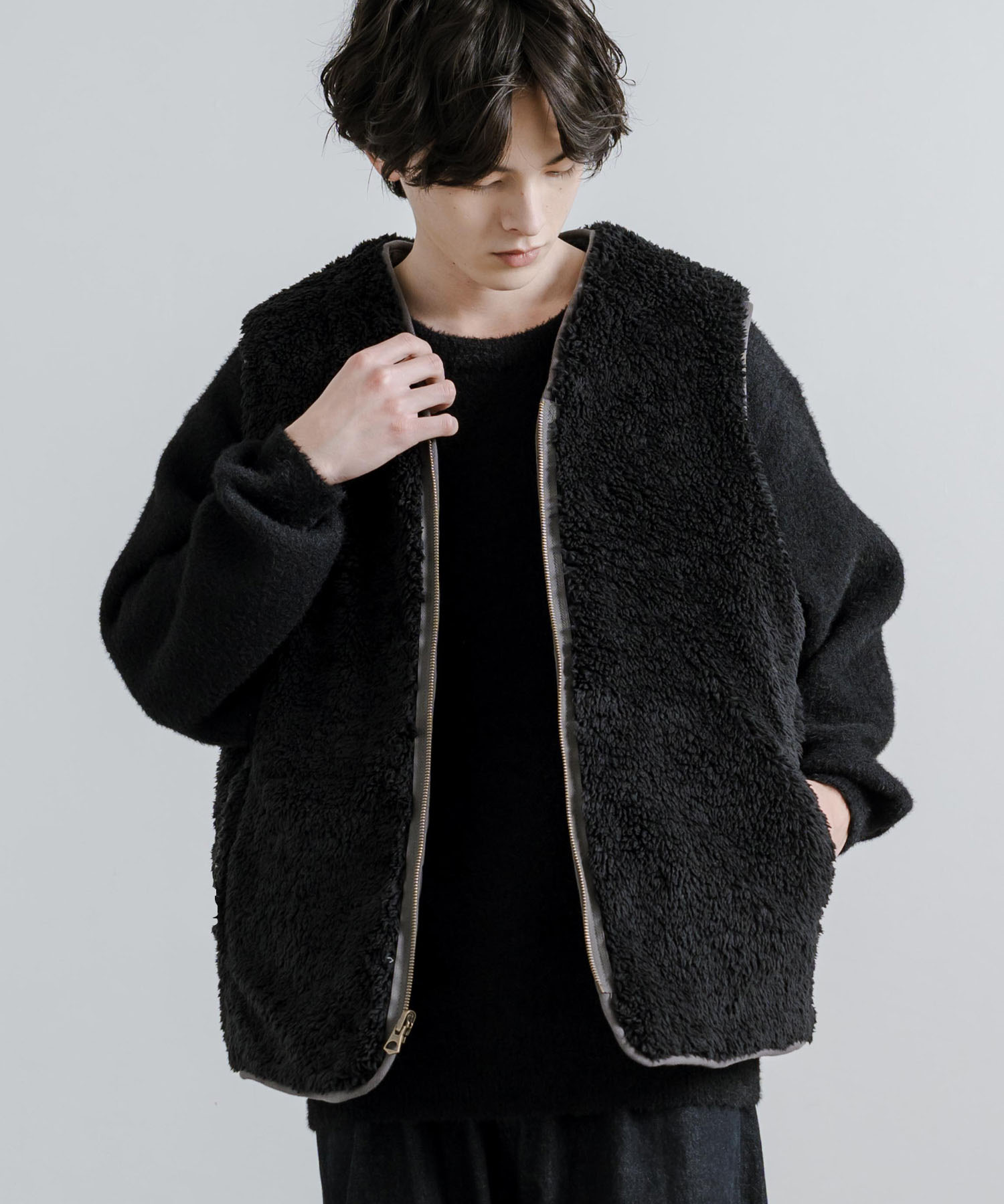 ロッキーモンロー Rocky Monroe リバーシブルベスト ボア