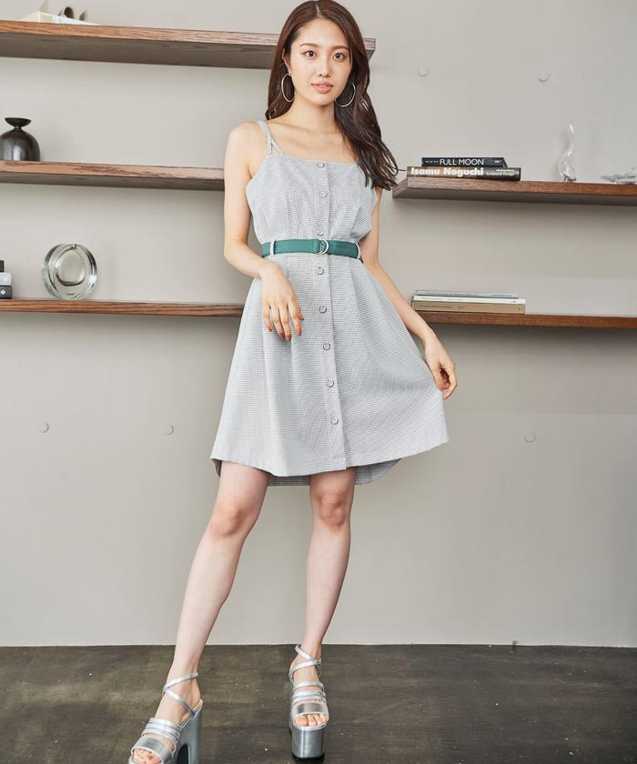 Fiori di Chiara 古着 水玉切替 デコルテあき カットソーワンピ セール】デコルテ開きツーピー風ワンピース（ワンピース