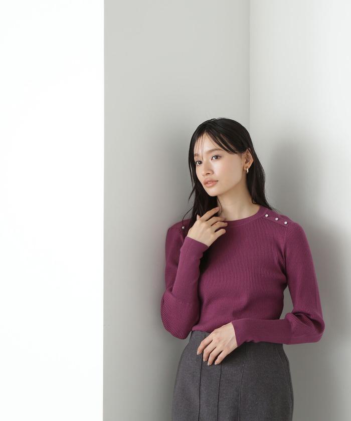NATURAL BEAUTY BASIC ヨークパールリブニット NATURAL BEAUTY BASIC ヨークパールリブニット