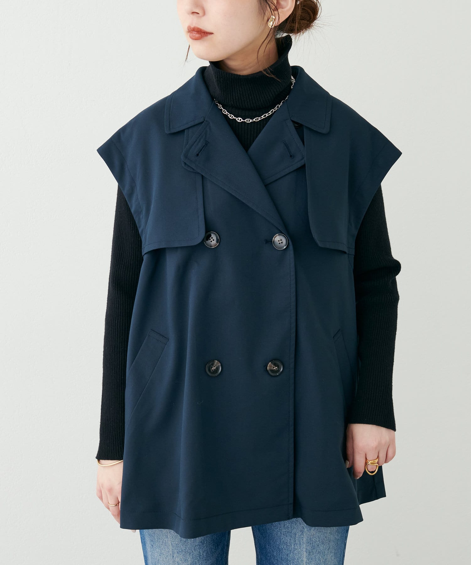 クーポン】【セール 50%OFF】【natural couture】袖取れるケープ クーポン】【セール 50%OFF】【natural couture】袖取れるケープ
