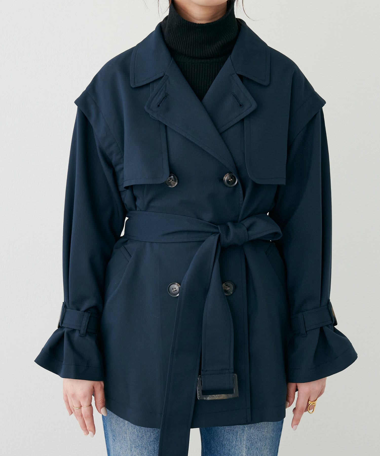 セール 50%OFF】【natural couture】袖取れるケープジレトレンチ