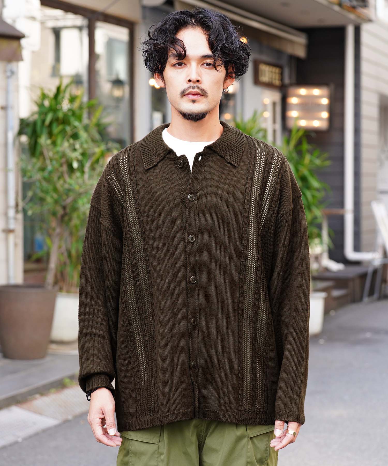 ジギーズショップ JIGGYS SHOP 部分透かし編み カーディガン