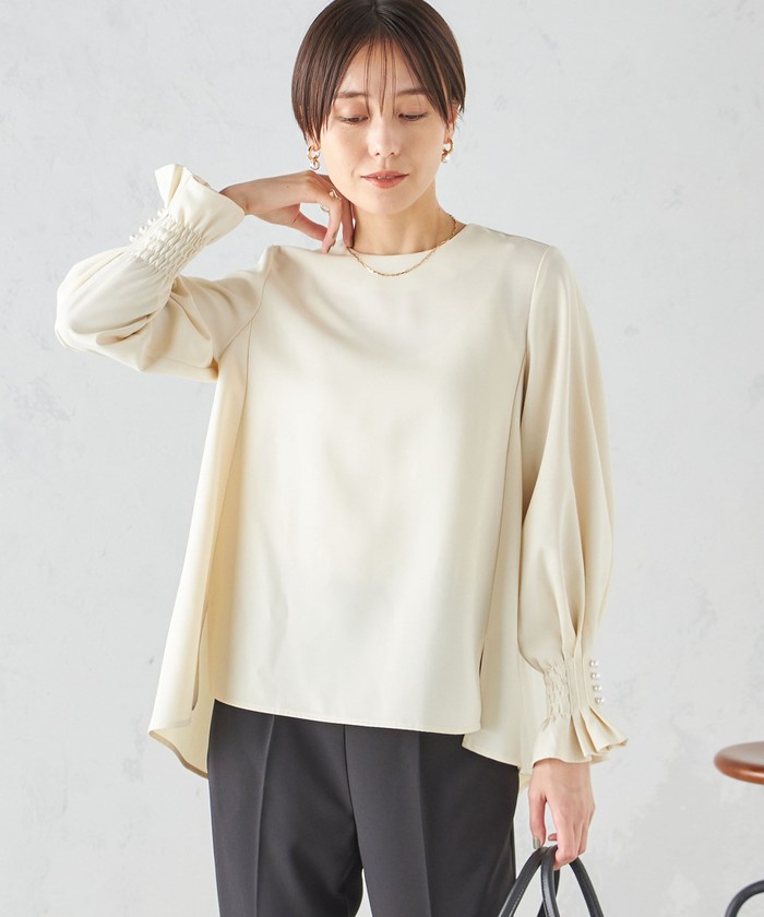 手洗い可能〉キャンディ スリーブ ブラウス × パンツ セットアップ