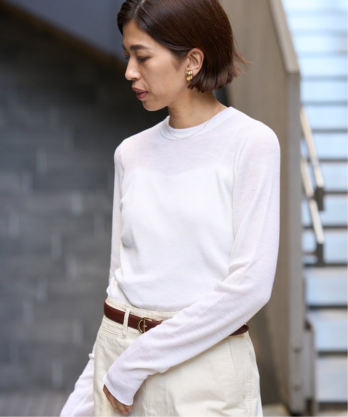IENA ウォッシャブルウールクルーネックプルオーバー ウォッシャブルウールクルーネックプルオーバー（Tシャツ