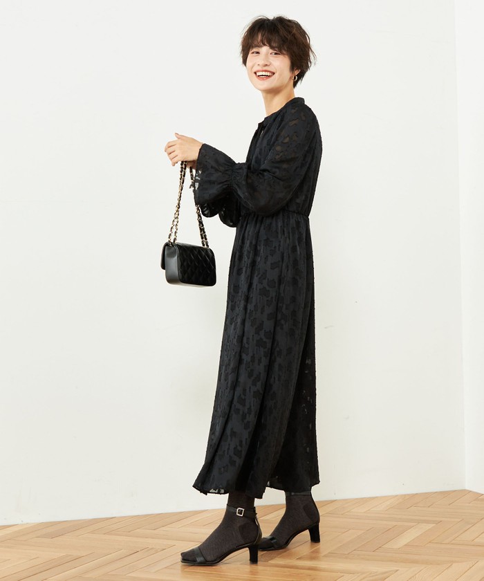 セール 30%OFF】《手洗い可能》シフォンカットジャガードロング