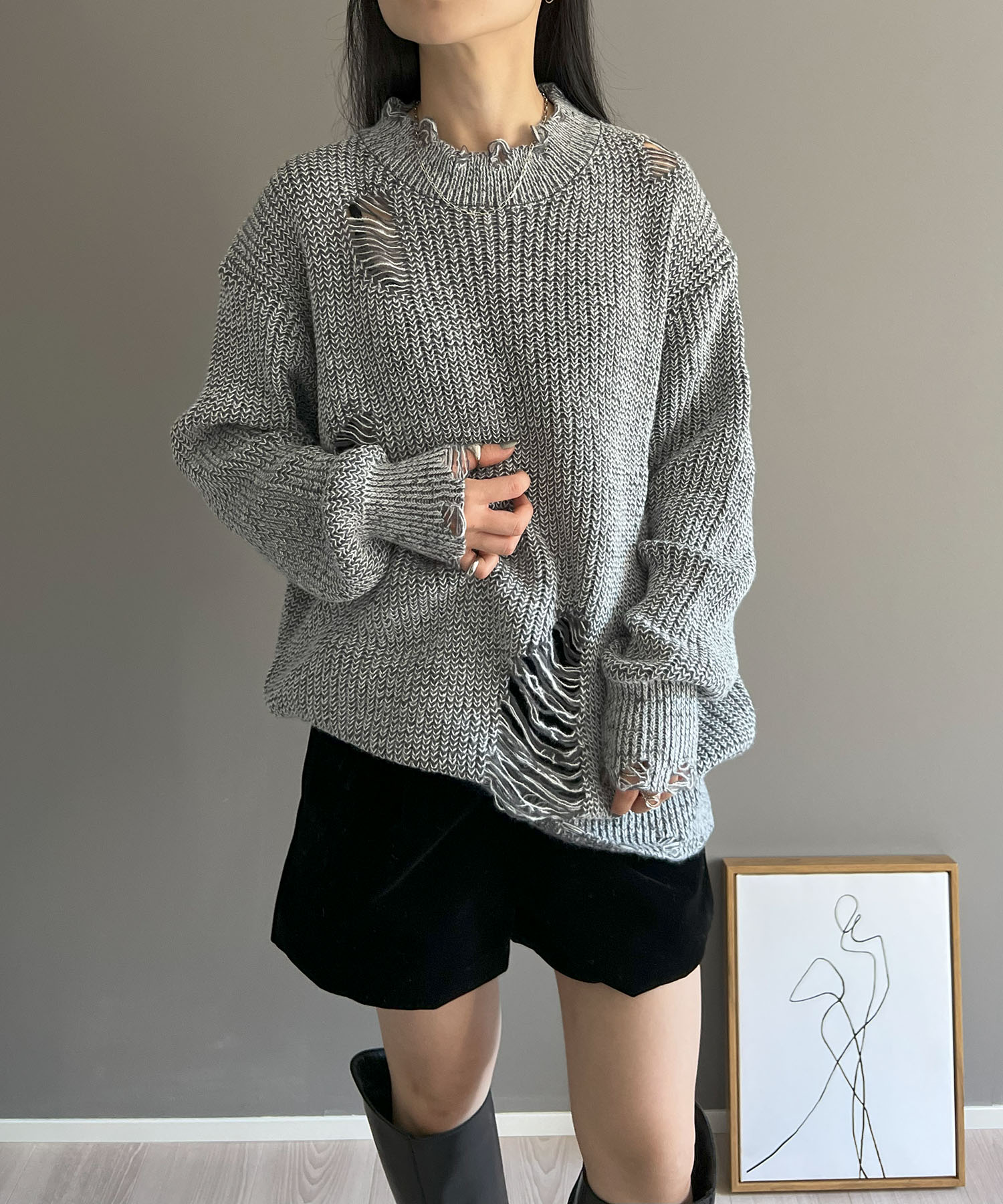 seyto（セイト）の「Circle punching damage drivers knit