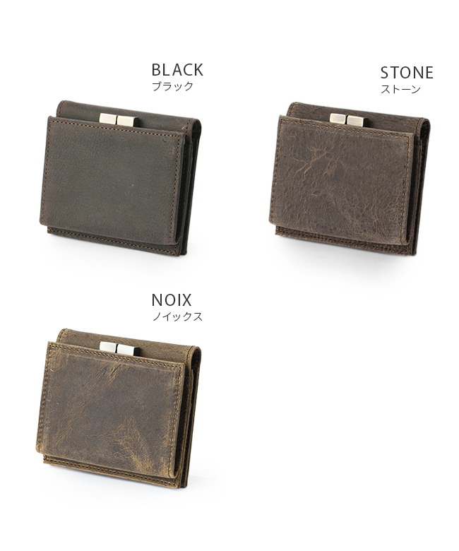 SLOW&CO 二つ折り財布 黒 レザー　コンパクト　がま口 スロウ SLOW SLOW スロウ 財布 二つ折り財布 ミニ財布 小さい