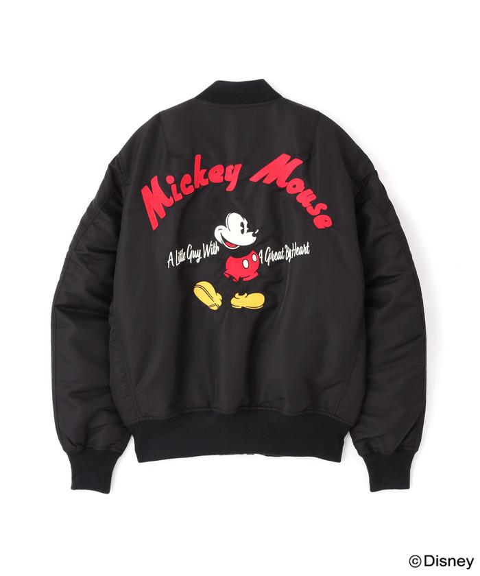 AVIREX × Disney MA-1 ジャケット カーキ【L】ミッキー刺繍 世界でいちばんピースな背中!? アヴィレックスのディズニー