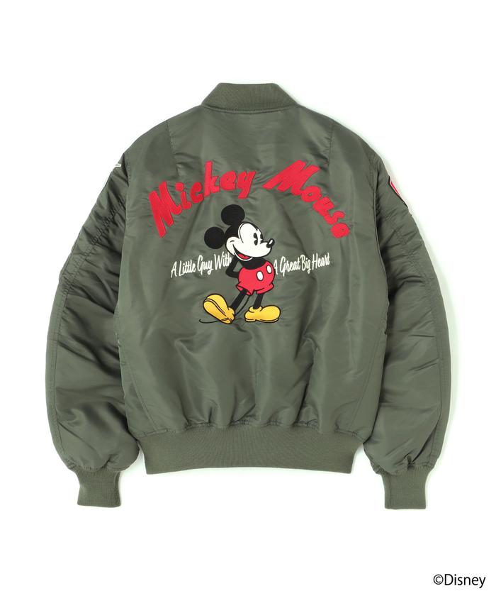 AVIREX × Disney MA-1 ジャケット カーキ【L】ミッキー刺繍 Disney Collection》FLIGHT JACKET MICKEY(505430190) | AVIREX