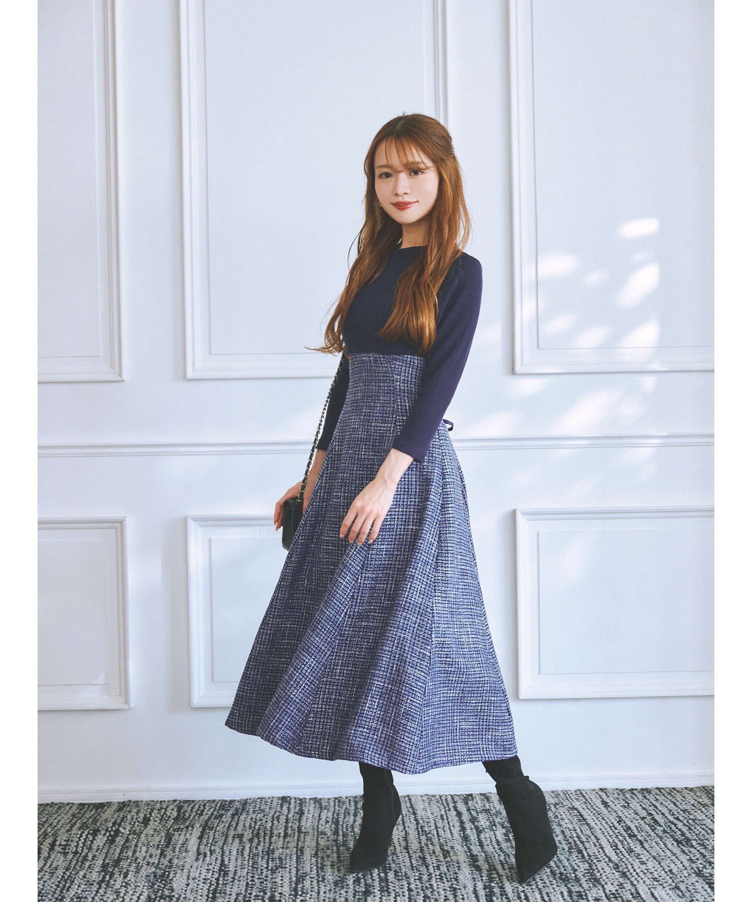 Acka. ドッキングツイードコクーンワンピース セール】トッコクローゼット tocco closet バックレースアップ