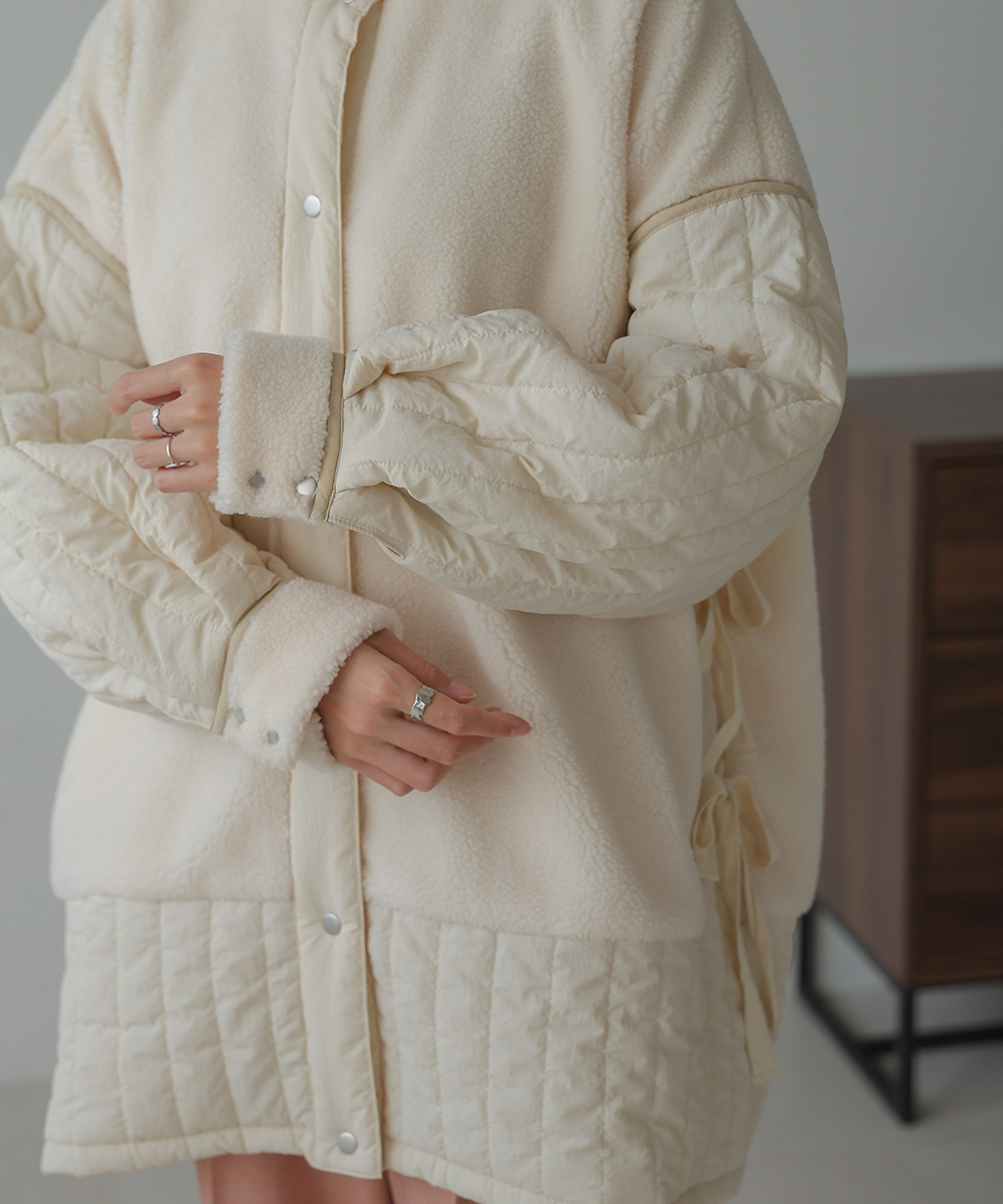 セール 40%OFF】バブ Bab ボア×キルティングサイドリボン中綿 セール 40%OFF】バブ Bab ボア×キルティングサイドリボン中綿