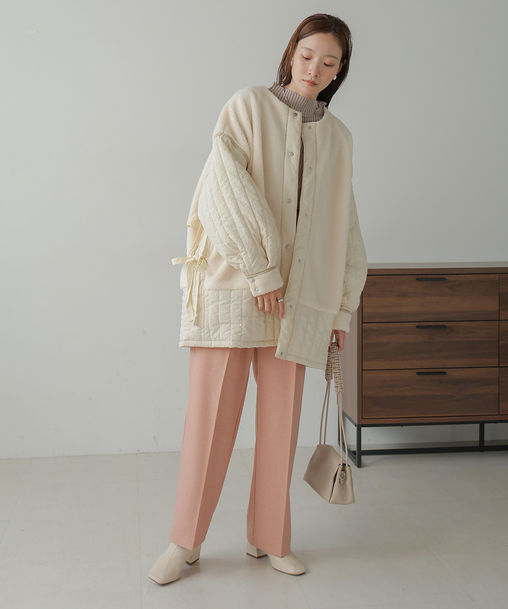 セール 40%OFF】バブ Bab ボア×キルティングサイドリボン中綿 セール 40%OFF】バブ Bab ボア×キルティングサイドリボン中綿