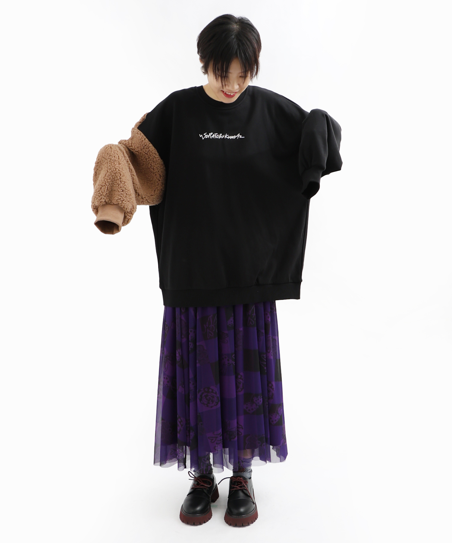 セール】スカラー ScoLar パリティのクマのボアアップリケ 裏毛