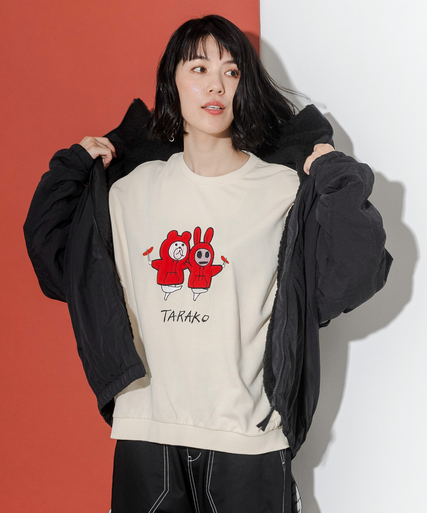 セール】たらこなクマとウサギの刺繍裏毛プルオーバー(505750532 セール】たらこなクマとウサギの刺繍裏毛プルオーバー(505750532