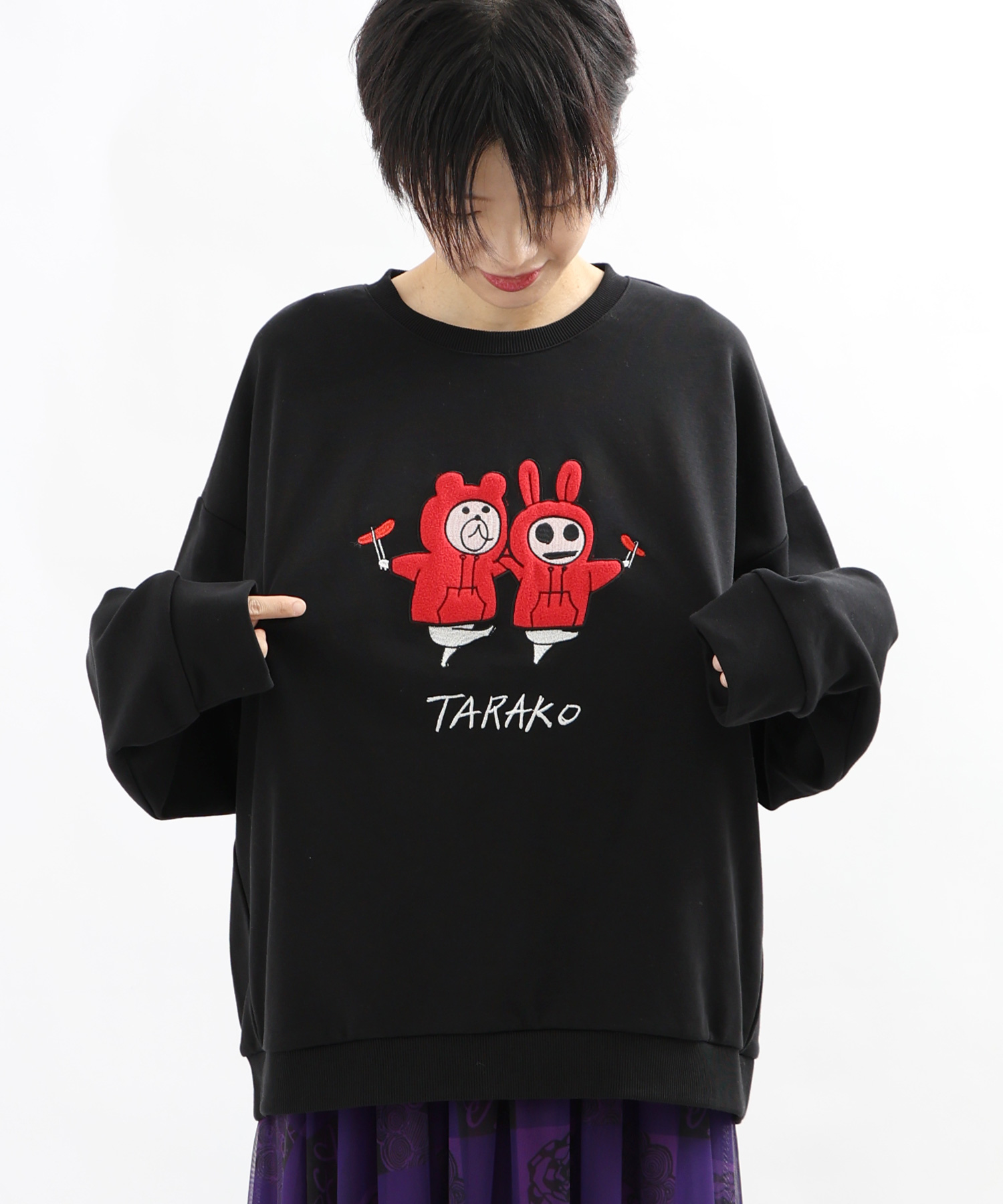セール】たらこなクマとウサギの刺繍裏毛プルオーバー(505750532