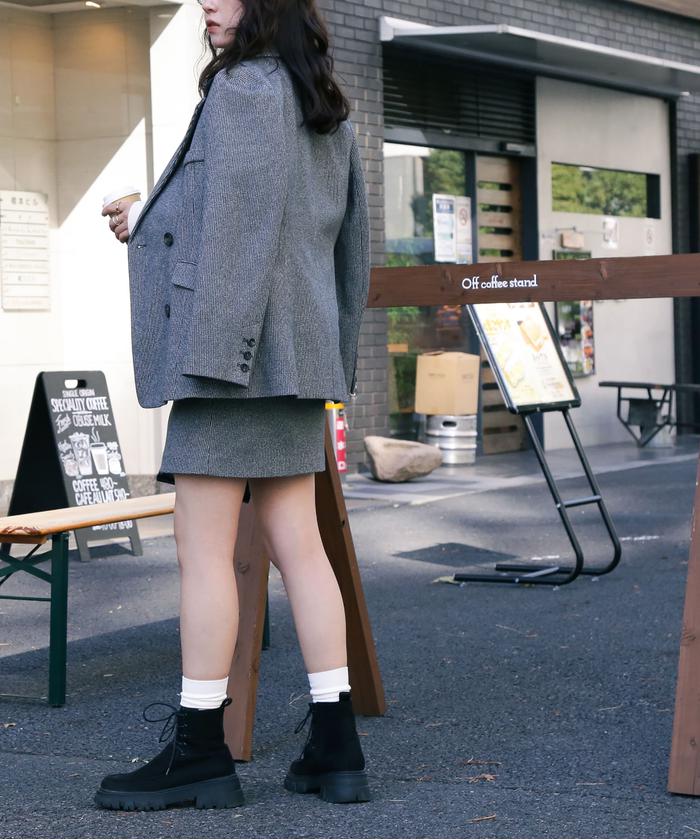セットアップ対応>起毛チェックダブルブレストジャケット(505755381