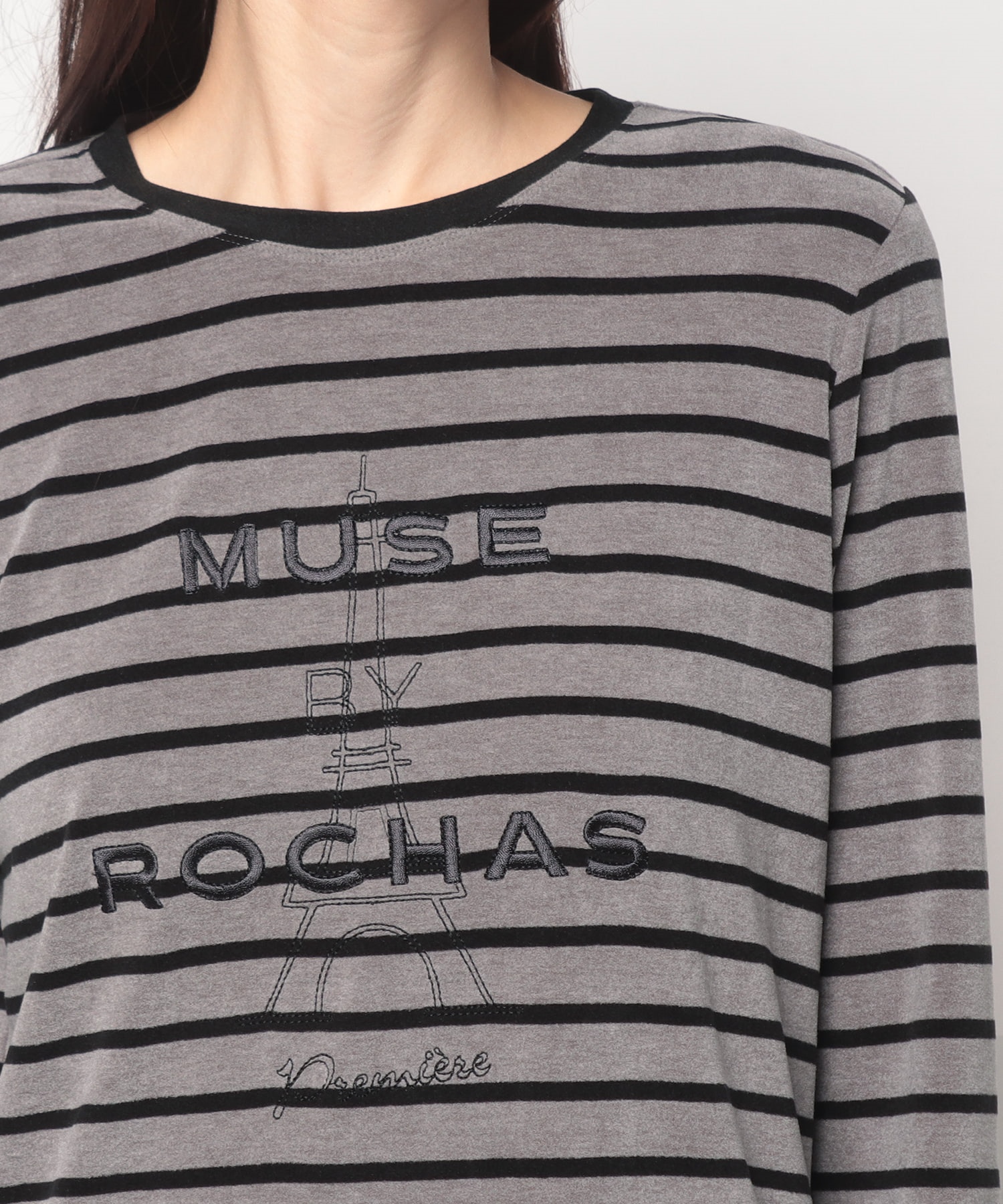 ボーダー柄クルーネックカットソー【MUSE BY ROCHAS Premiere