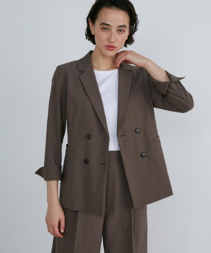 セール 70%OFF】イネド INED 《リネンブレンド》ダブルブレスト