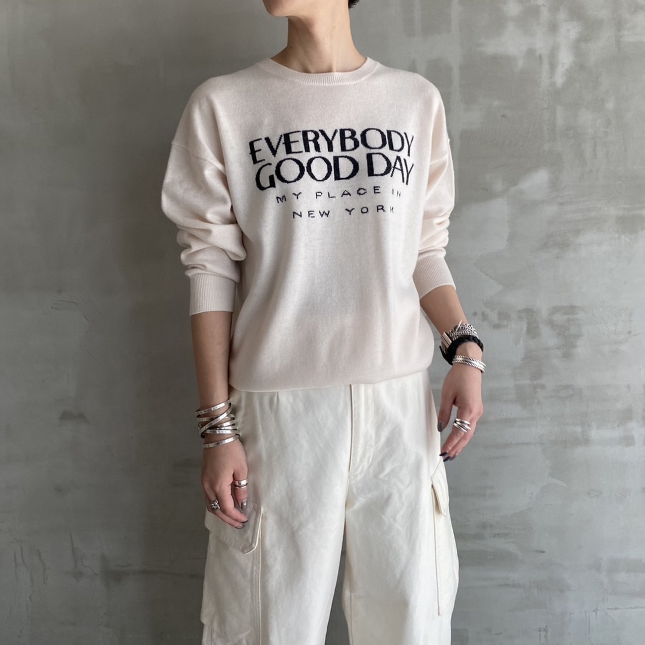 INTARSIA LOGO KNIT(505654609) | エリオポール(HELIOPOLE) - d fashion